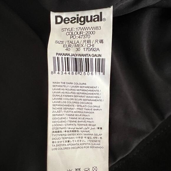 Desigual‎ Embroidered Beaded Floral Black Sheath Dress Size Eur 40 US 8 Artsy - Picture 6 of 6